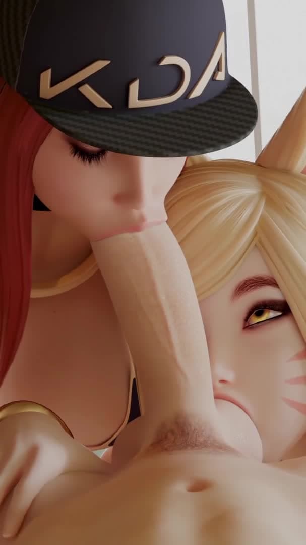 Ahri and Akali KDA Blowjob from League of Legends Animation with Sound