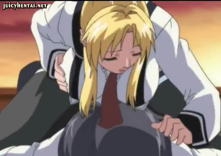 Sensual anime blonde with stockings